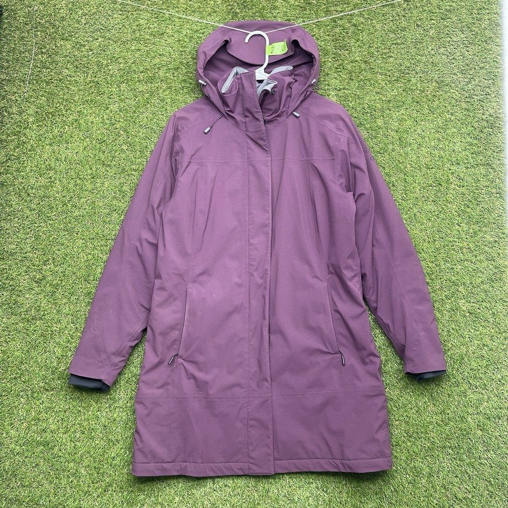 Oros Parka Jacket Womens Medium Solar Core Insulated Long Hooded Purple Plum